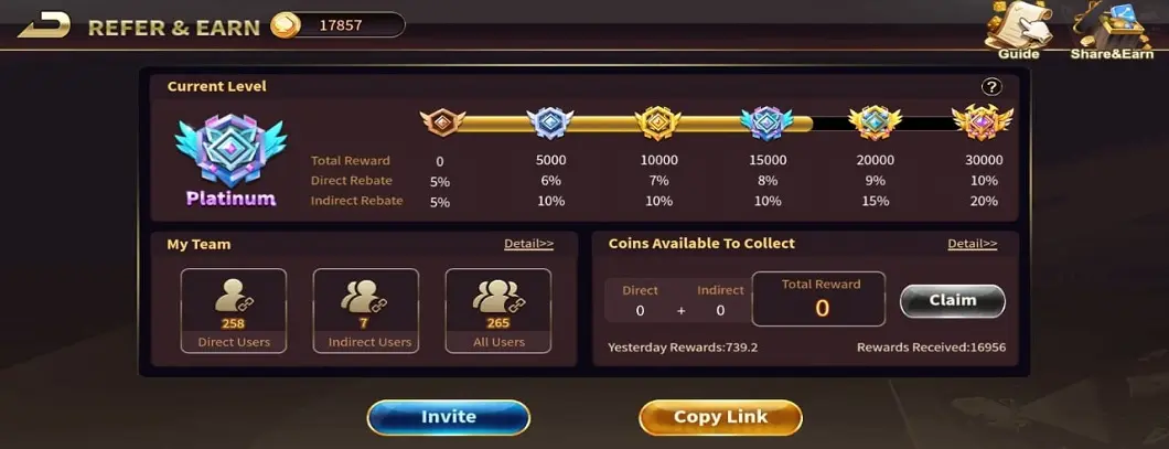 Royal X Casino Refer and Earn agent system panel